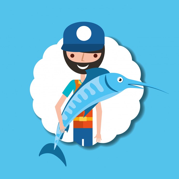 Vector gente de pesca de dibujos animados