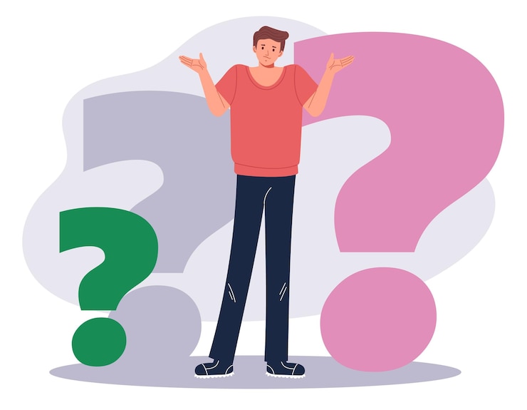 Vector la gente piensa que el signo de pregunta confusión concepto diseño ilustración gráfica