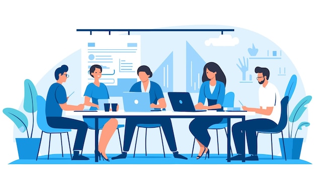 gente plana vectorial en negocios ilustración de trabajo en equipo ilustración plana