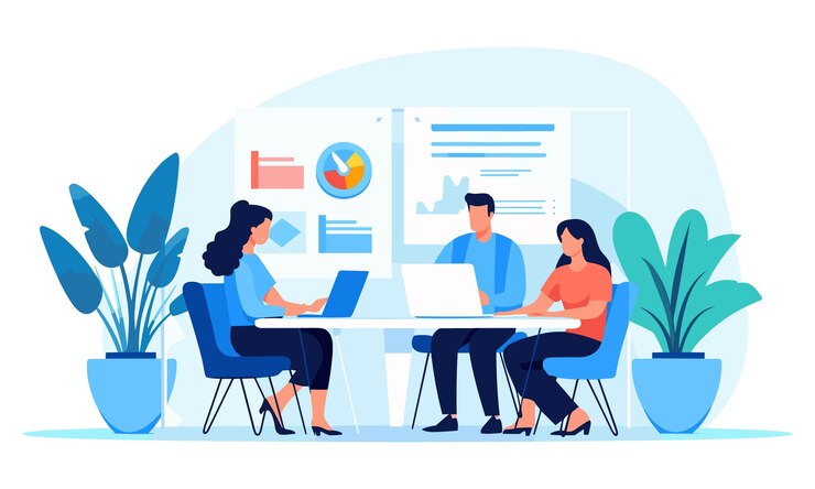 Vector gente plana vectorial en negocios ilustración de trabajo en equipo ilustración plana