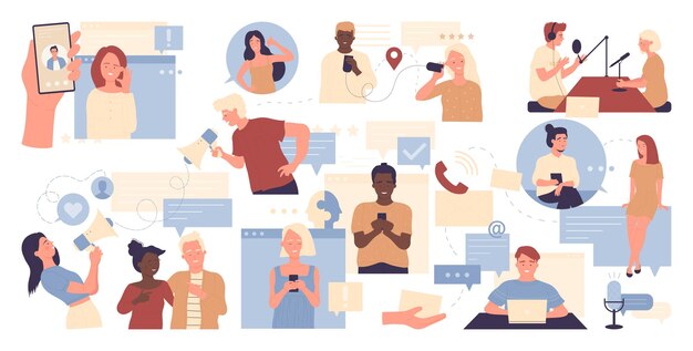 Gente y redes sociales en línea chat red de internet comunicación de la comunidad de usuarios