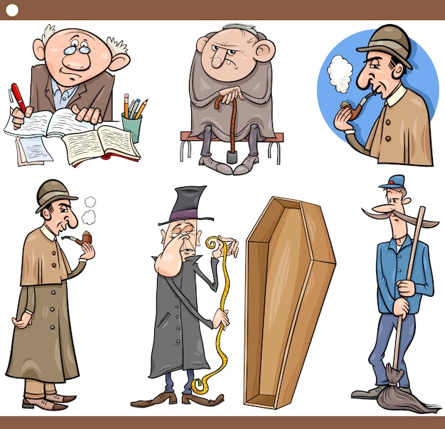 gente retro establece ilustración de dibujos animados
