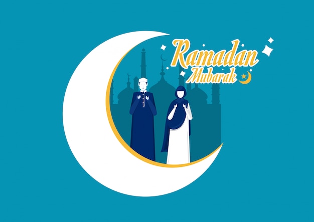 La gente reza a dios ramadán kareem.