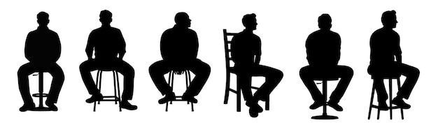 Gente sentada hombre sentado en una silhueta vectorial de silla