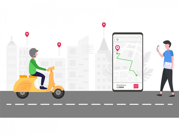 Vector la gente solicita transporte en línea