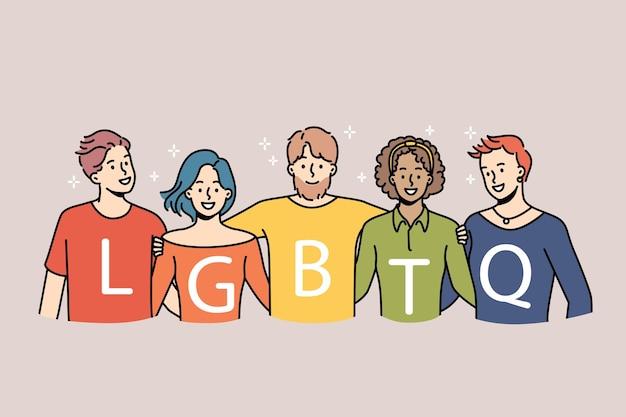 La gente sonriente apoya a la comunidad lgbtq