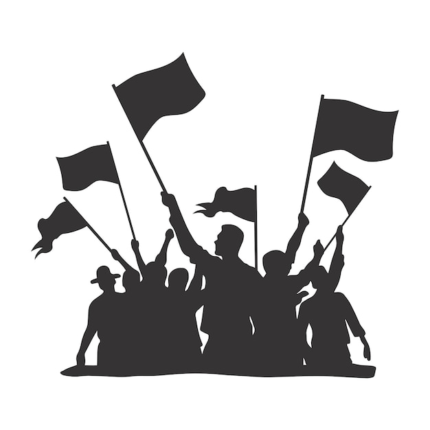Gente sosteniendo la silueta de la bandera del Día de la Independencia