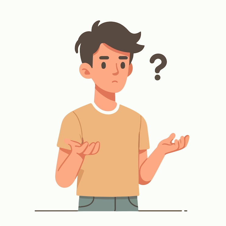 Vector la gente tiene expresiones curiosas y signos de interrogación están flotando alrededor de sus cabezas diseño plano
