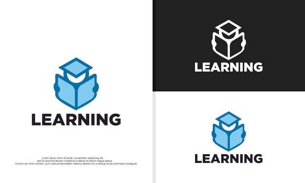 La gente toma el libro aprende la ilustración del diseño del logotipo