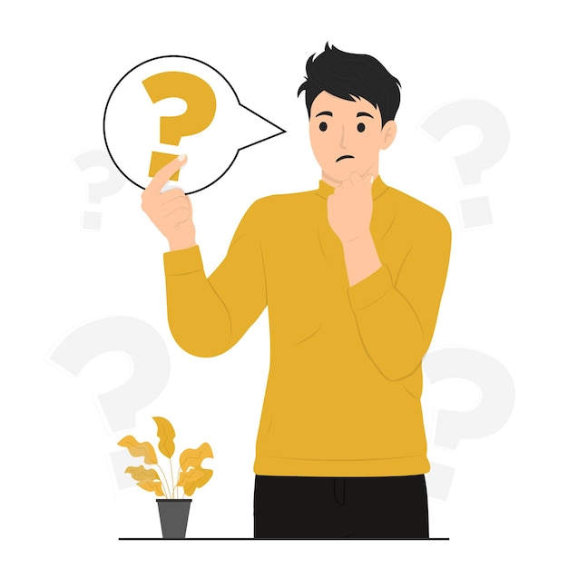 La gente de vector plano duda de hacer preguntas ilustración plana