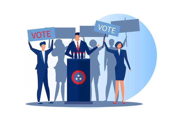 La gente vota el concepto de día de los presidentes Diseño plano
