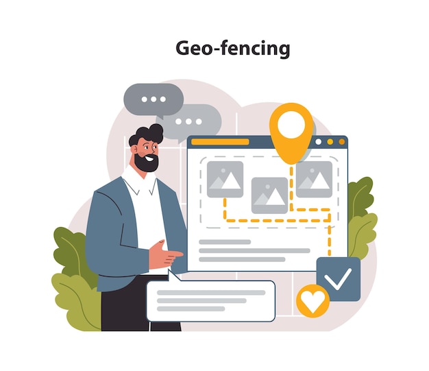 Geofencing optimización de SEO local resultados de búsqueda local promoción del navegador basada en el territorio