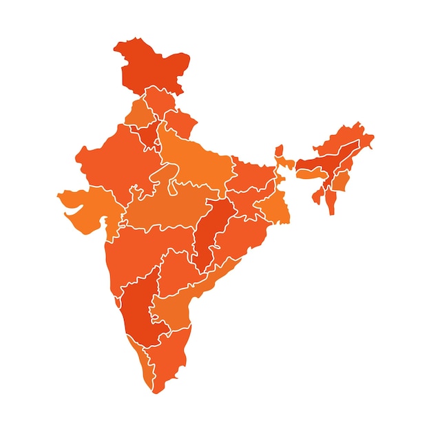 Geografía de la India Icono vectorial del mapa Mapa de la India Mapa detallado de la India