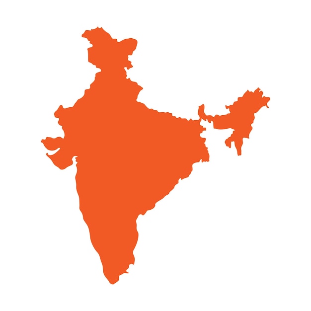 Geografía de la India Icono vectorial del mapa Mapa de la India Mapa plano de la India