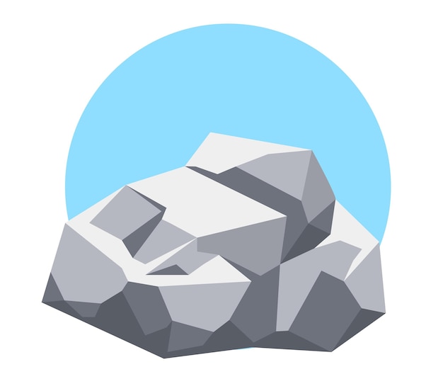 Geología de la montaña de roca, piedra, mineral, naturaleza, conjunto aislado, diseño gráfico plano vectorial