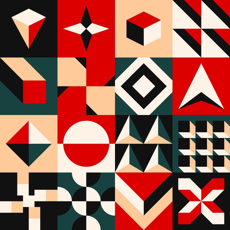 Geometr Envoltura de cuadrados populares pegatinas bloques Mural tendencia diseño gráfico Memphis Formas mixtas ve