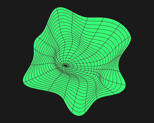 Geometría cibernética elemento y2k Forma cibernética estilo aislado en fondo negro Ilustración vectorial de moda