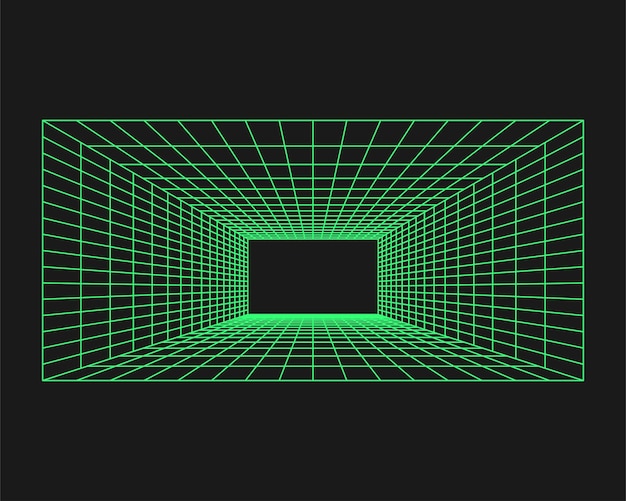 Geometría cibernética elemento y2k Forma cibernética estilo aislado sobre fondo negro