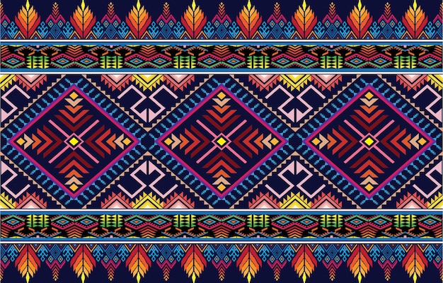 Geometría étnica oriental ikat patrón sin costuras diseño tradicional para fondo, alfombra, papel tapiz