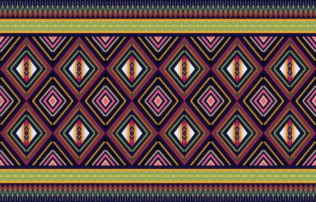 Geometría étnica oriental ikat patrón sin costuras diseño tradicional para fondo, alfombra, papel tapiz