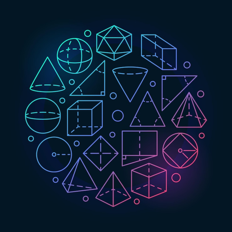 Vector geometría matemática esquema colorido redondo ilustración o banner