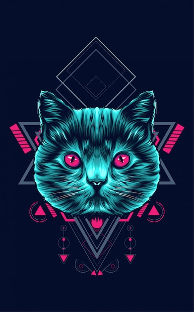 Vector geometría sagrada gato