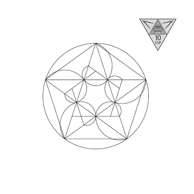 Geometría sagrada Ilustración vectorial aislada en blanco Geometría sagrada Líneas negras sobre un fondo blanco