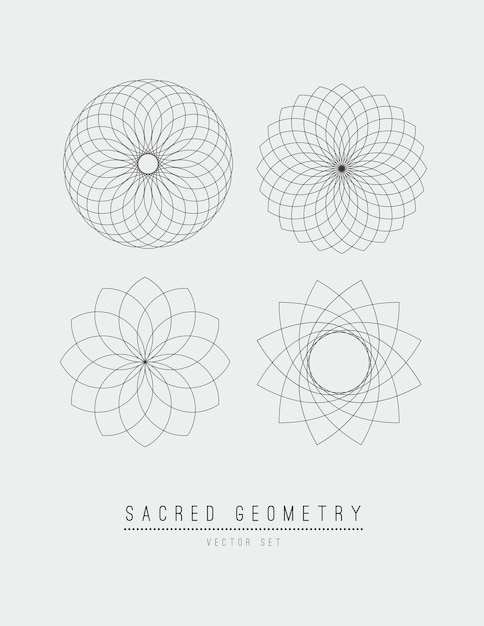Geometría sagrada línea vector elemento flor de la vida vector ilustración