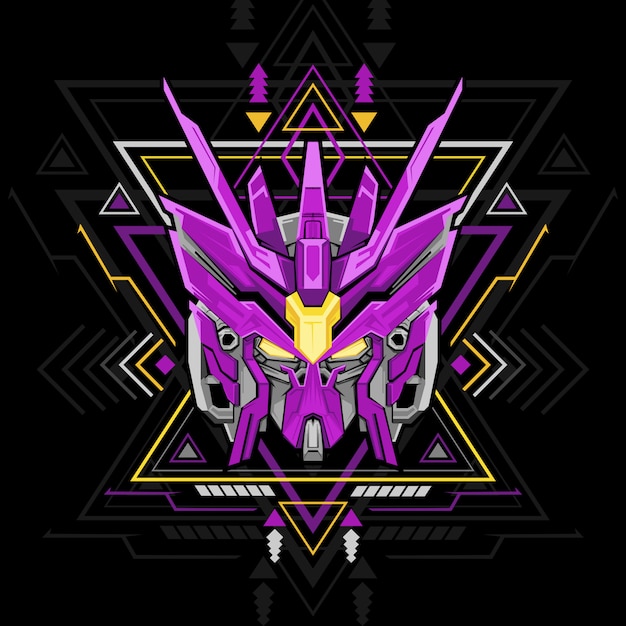 Geometría sagrada robot violeta