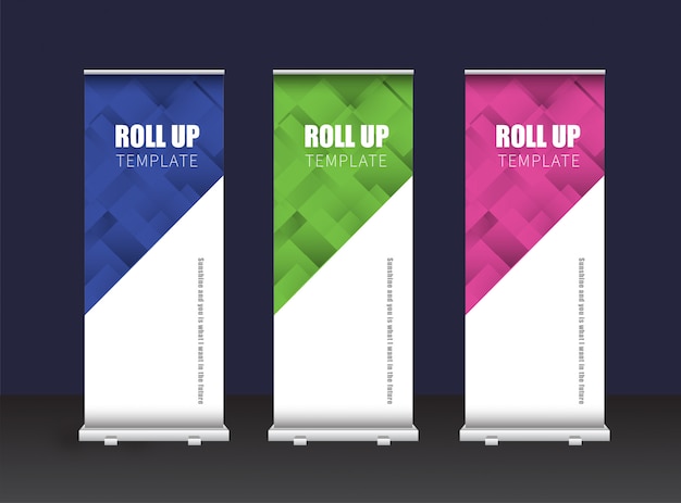 Vector geometric abstract exhibition stand roll up plantilla gratis roll up