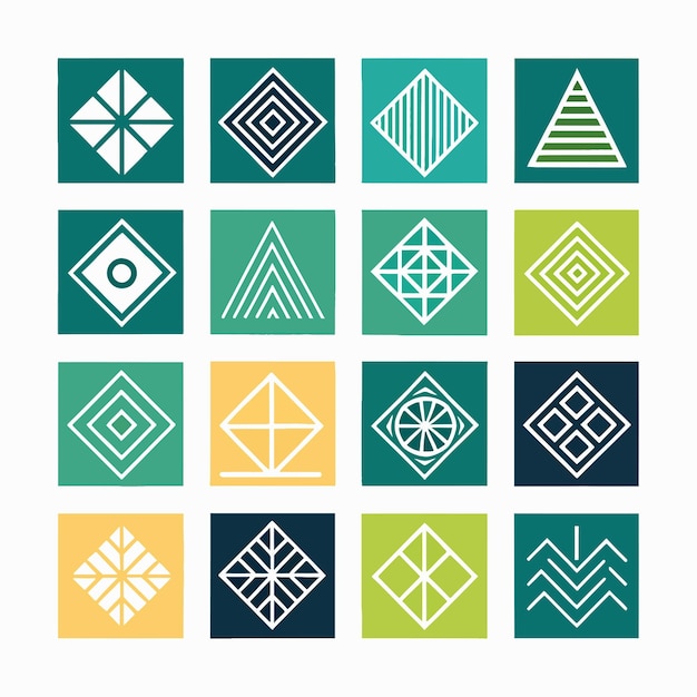 Geometric Icon Set in Square Formats