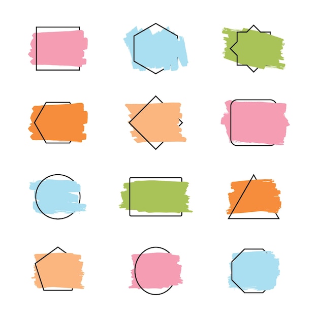 Geometric Shapes with Pastel Brush Backgrounds