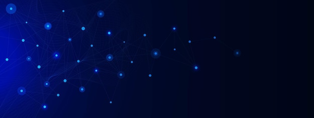 Geométrica abstracta con líneas de puntos de conexión y flujo de ondas Conexión de red de estructura molecular
