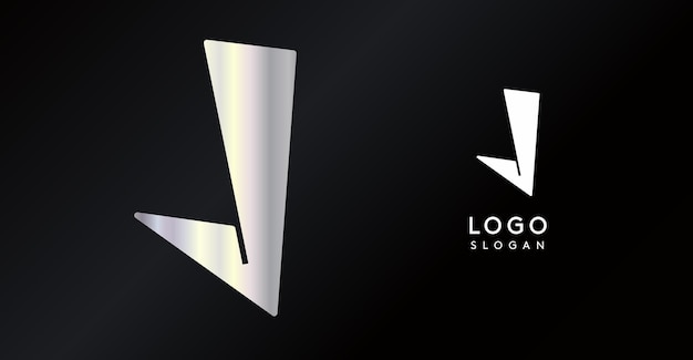 Geométrica triangular j letra abstracta logotipo dinámico moderno holográfico monograma de gradiente para juegos