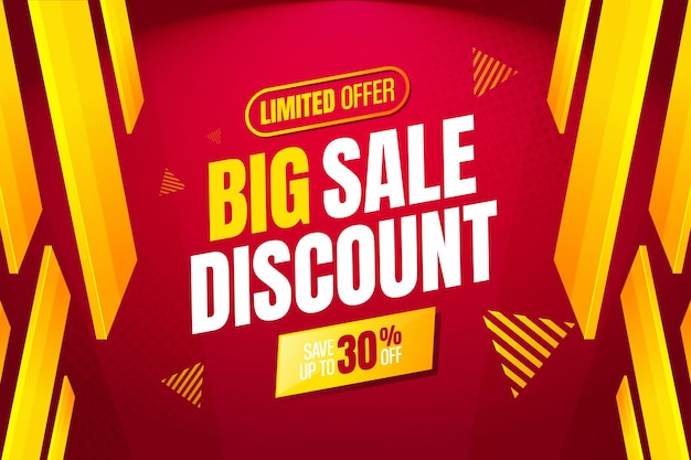 Geométrico moderno rojo amarillo gran venta descuento estandarte de fondo para la promoción y la oferta
