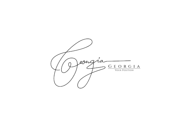 Georgia firma nombre logo vector plantilla sobre fondo blanco