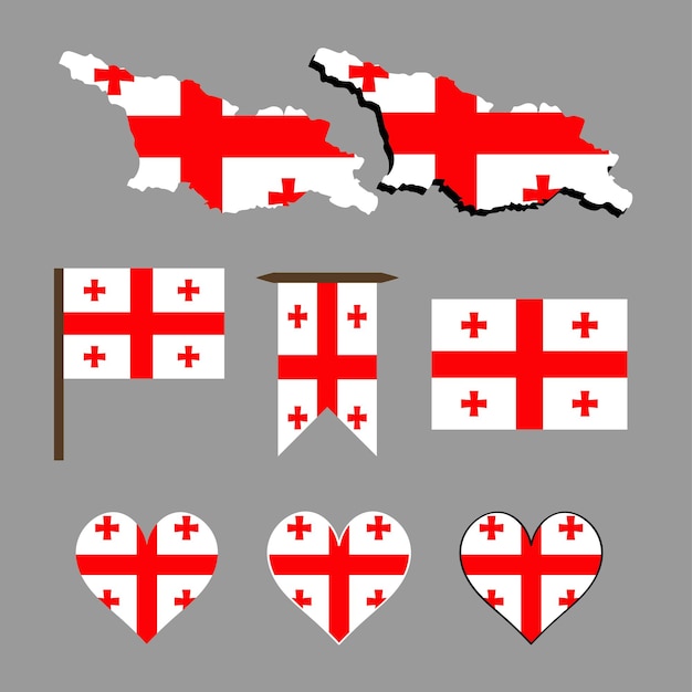 Georgia Mapa y bandera de Georgia Vector ilustración