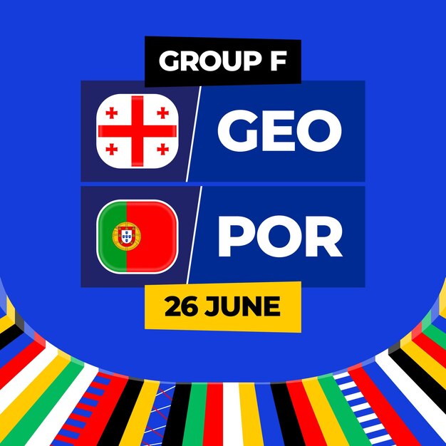 Georgia vs Portugal fútbol 2024 partido contra 2024 partido de campeonato de la fase de grupos contra equipos intro fondo deportivo competición de campeonato