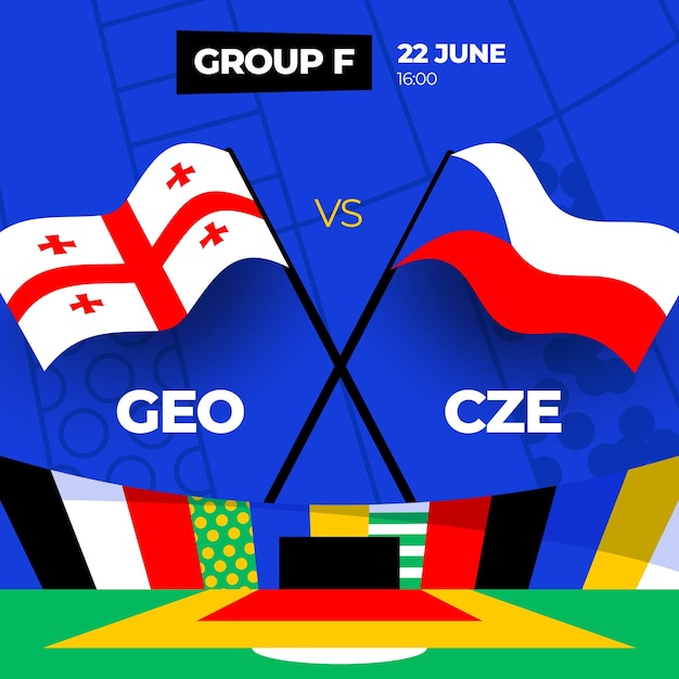 Georgia vs República Checa fútbol 2024 partido contra 2024 partido de campeonato de la fase de grupos contra equipos intro fondo deportivo competición de campeonato