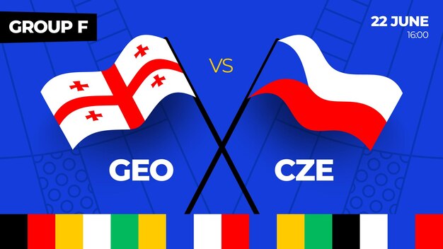 Georgia vs República Checa fútbol 2024 partido contra 2024 partido de campeonato de la fase de grupos contra equipos intro fondo deportivo competición de campeonato