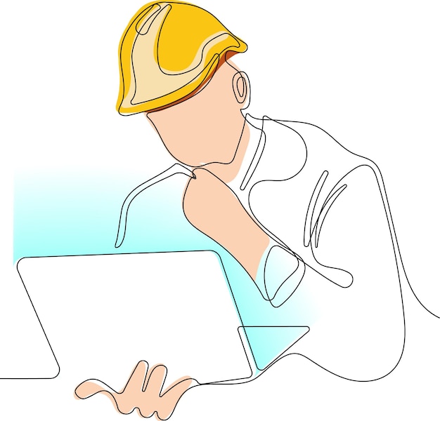 gerente de construcción e ingeniero que trabaja