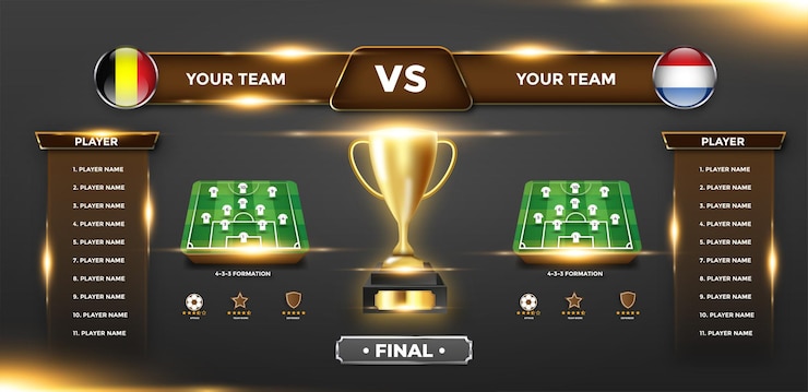 Vector gerente y gráficos de información del equipo de fondo de fútbol