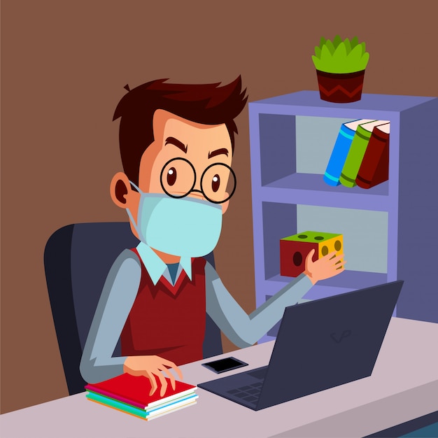 Gerente hacer su tarea desde casa