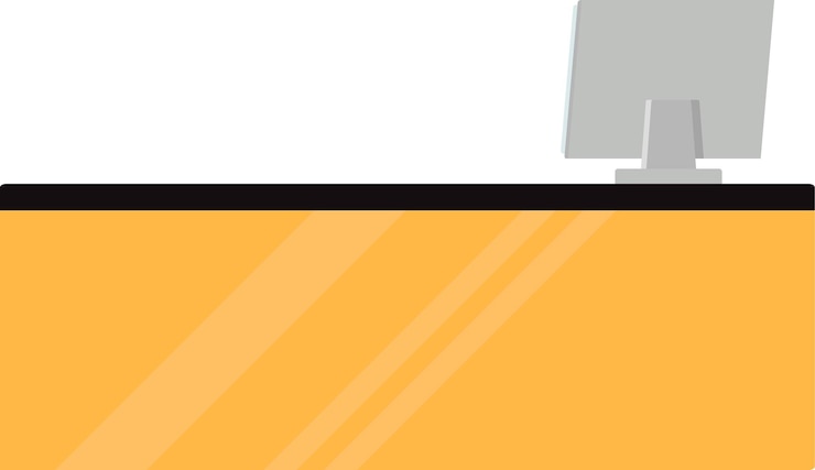 Vector gerente de mesa con computadora