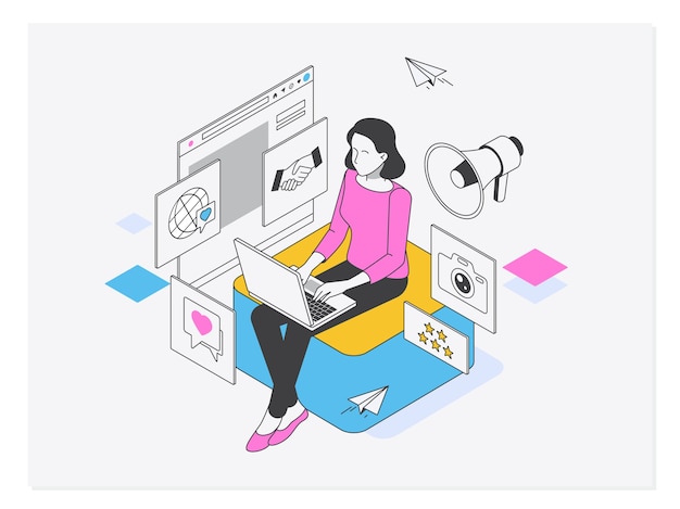 Gerente de redes sociales o influencer en el trabajo