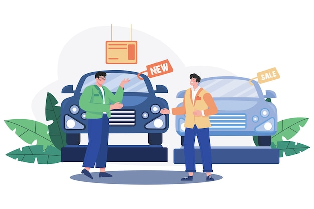Gerente de sala de exposición de automóviles que se ocupa del automóvil