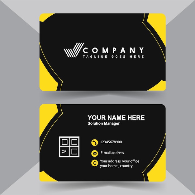Gerente de soluciones de diseño de tarjetas de visita con acentos amarillos