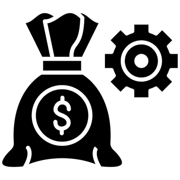 Gestión del dinero Glyph Ilustración negra sólida