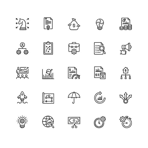 Gestión de la estrategia Icon Series Conceptos de línea delgada