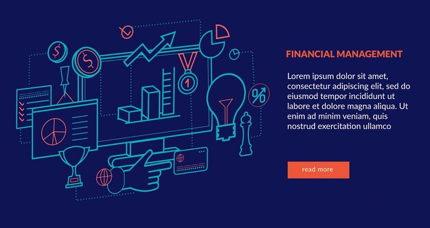 Gestión financiera Concepto para la presentación de banner de la página web Ilustración vectorial